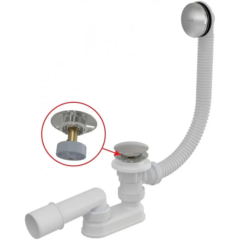 ALCAPLAST Badewanne Ab- und Überlaufgarnitur 57cm, CLICK/CLACK, Metall A504CKM Top-Seller