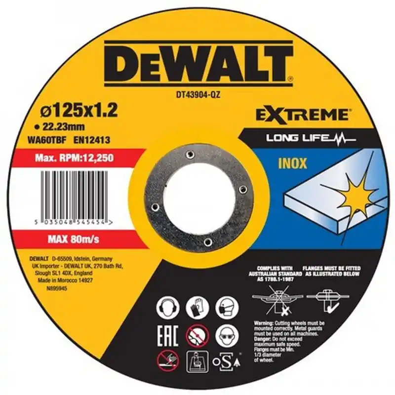 DeWALT DT43904-QZ Trennscheibe Edelstahl flach 125 x1.2mm Nur Für Kurze Zeit