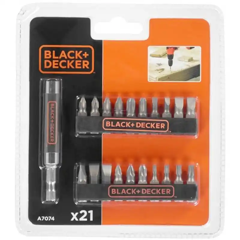 Sichere Zahlung Black  Decker A7074 21-XJ -teiliges Bit-Set + magnetischer Halter