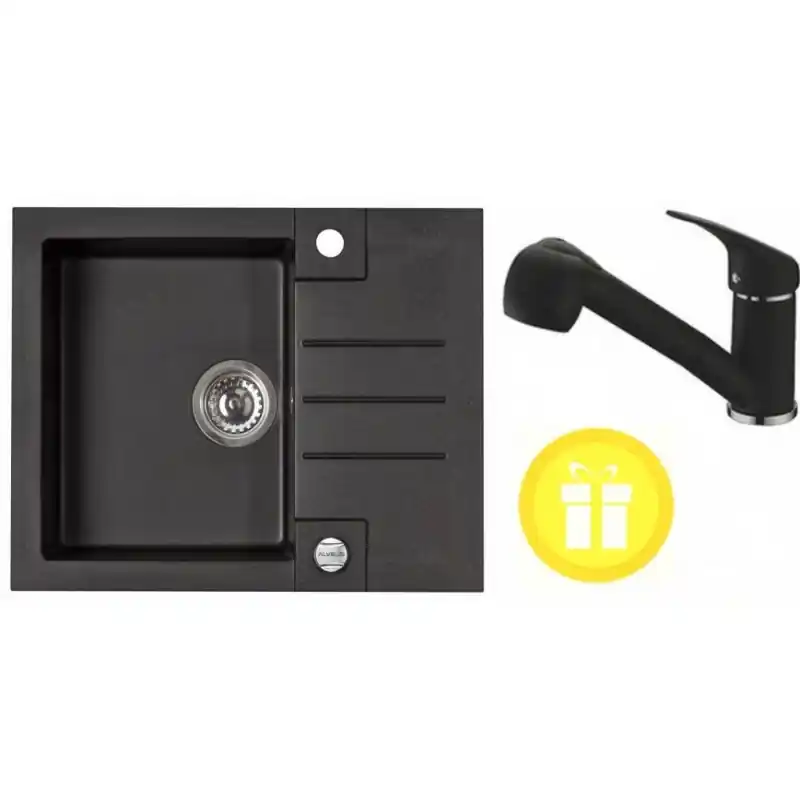 ALVEUS Set ROCK 30 Granitspüle + Küchenarmatur AM 20, schwarz Online Kaufen