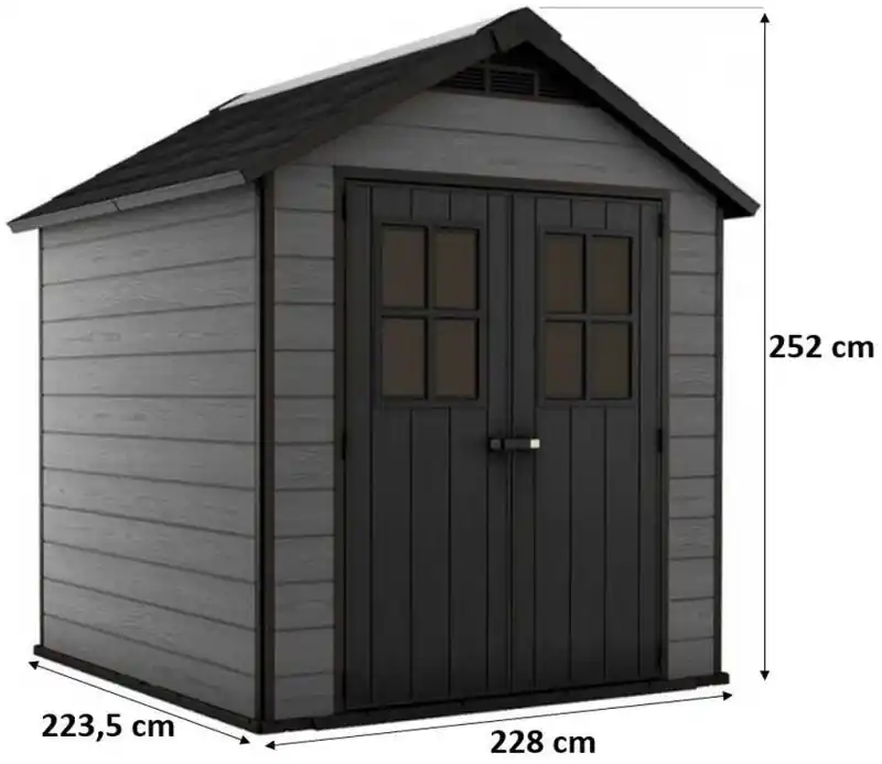 Top-Preis KETER NEWTON 757 Kunststoffgerätehaus, 228 x 223,5 x 252 cm, grau 17208503