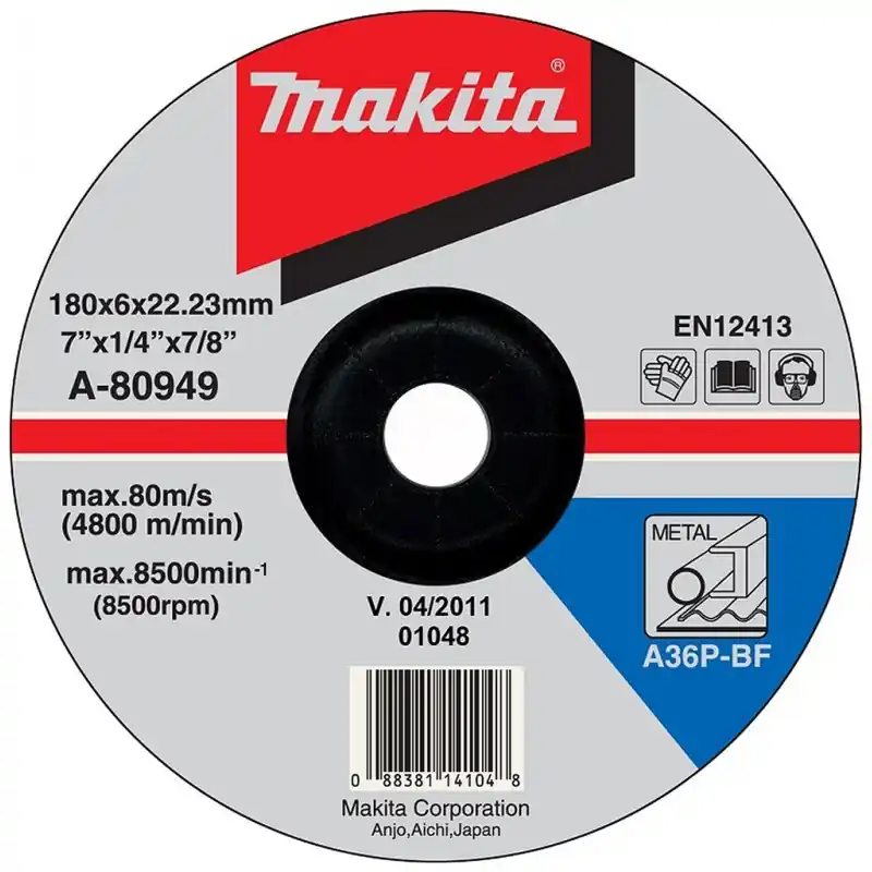 Versand Am Gleichen Tag Makita A-80949 Schruppscheibe 180x6x22mm Metall (1 Stück)