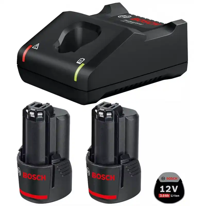 BOSCH 2× GBA 12V 3.0AH + GAL 12V-40 PROFESSIONAL Akku Starter-Set 1600A019RD Markenprodukt