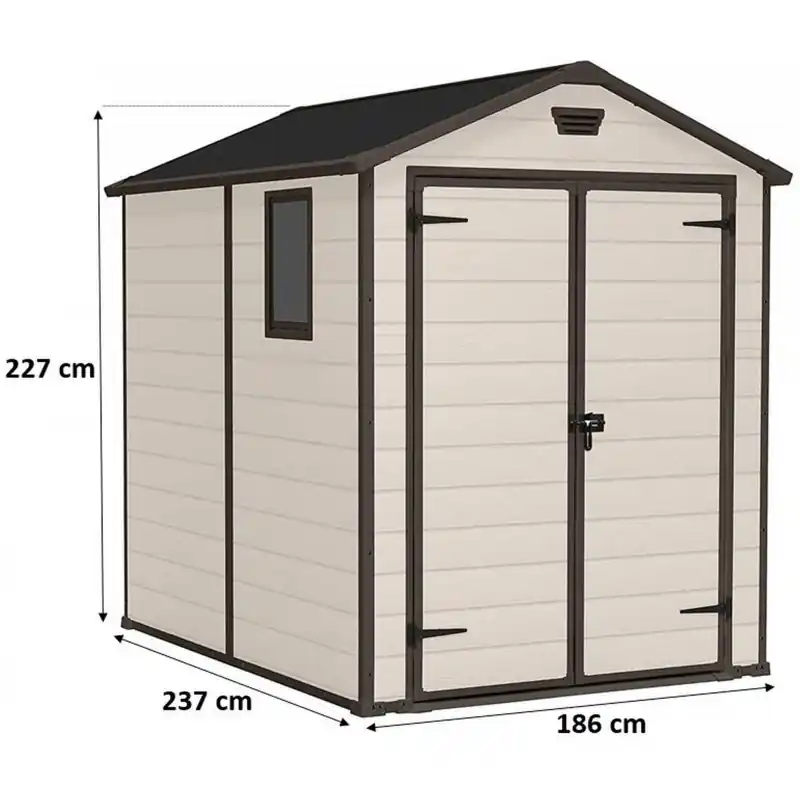 KETER MANOR 6 x 8 DD Kunststoffgerätehaus, 186 x 237 x 227 cm, beige 17196659 Top-Angebot