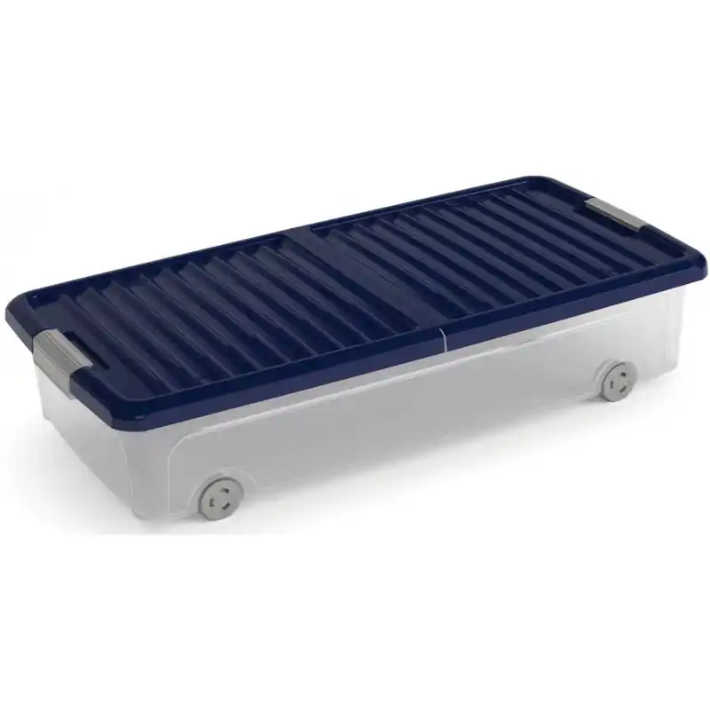 KIS W BOX UNDERBED L 35L 79x39x17cm Transparent/Indigo blau Neu Im Sortiment