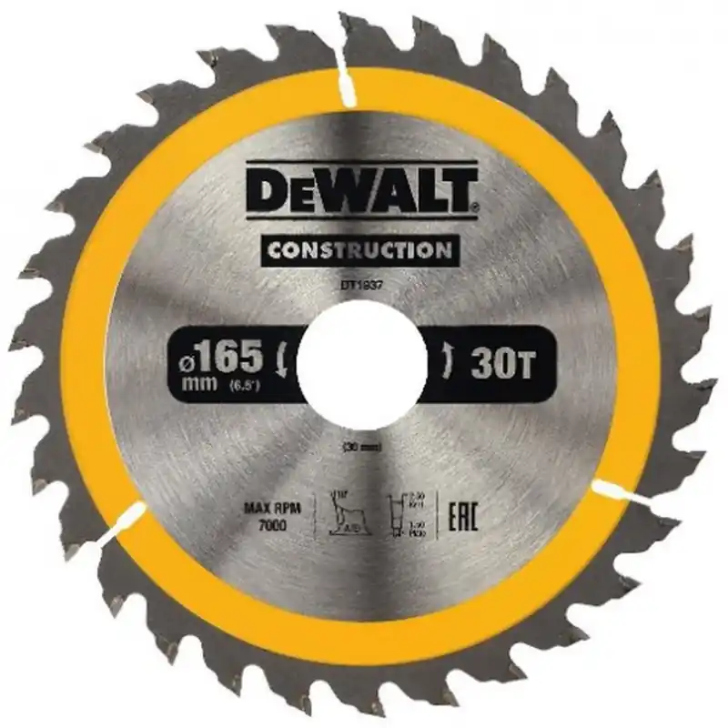 DeWALT DT1937-QZ Kreissägeblatt für Handkreissägen, 165 x 30 mm, 30WZ Preisknaller