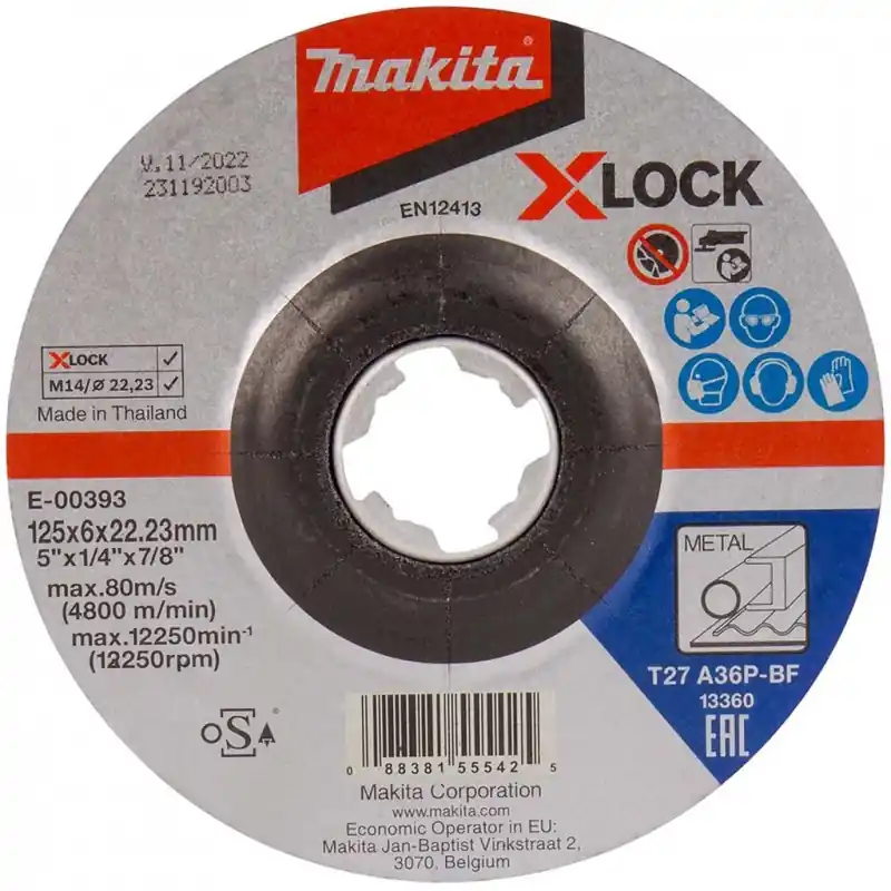 Makita E-00393 X-LOCK Fächerschleifscheibe 125x6mm Begrenztes Angebot