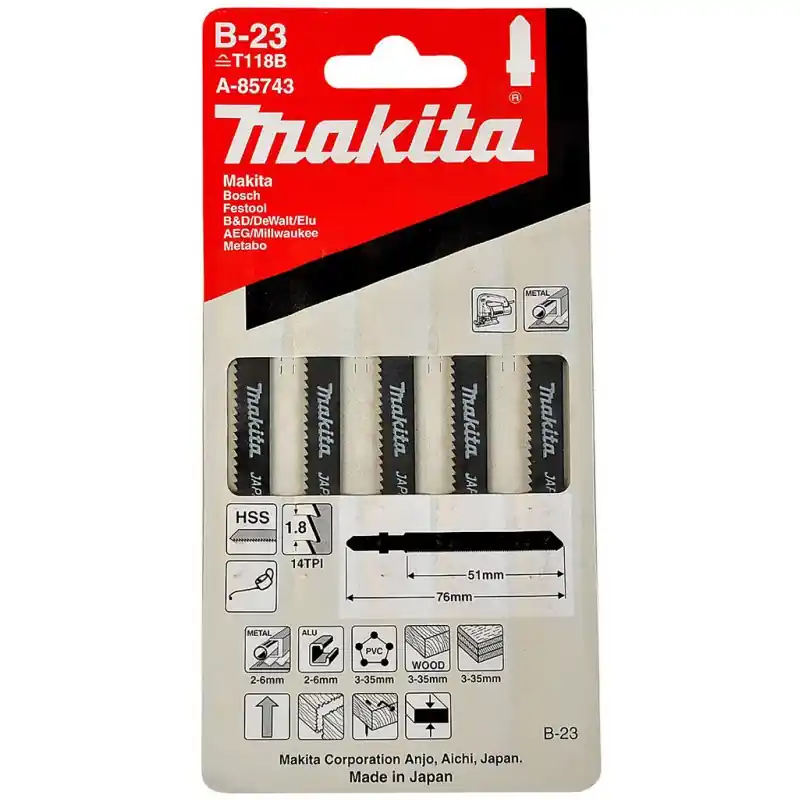 Makita A-85743 Stichsägeblatt 51mm, B-23, 5St. Markenware