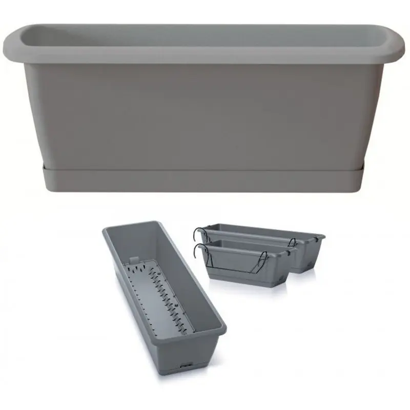Beliebt Prosperplast RESPANA EASYCARE W Balkonkasten 59,3x19x14cm, Steingrau ISE600SW-405U