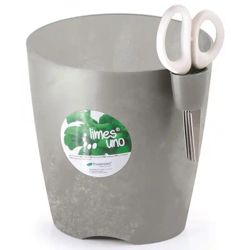 Prosperplast LIMES UNO LIMES UNO Kräutertopf Übertopf m. Schere 15cm, 1,9l, Beton DLU150 Neu