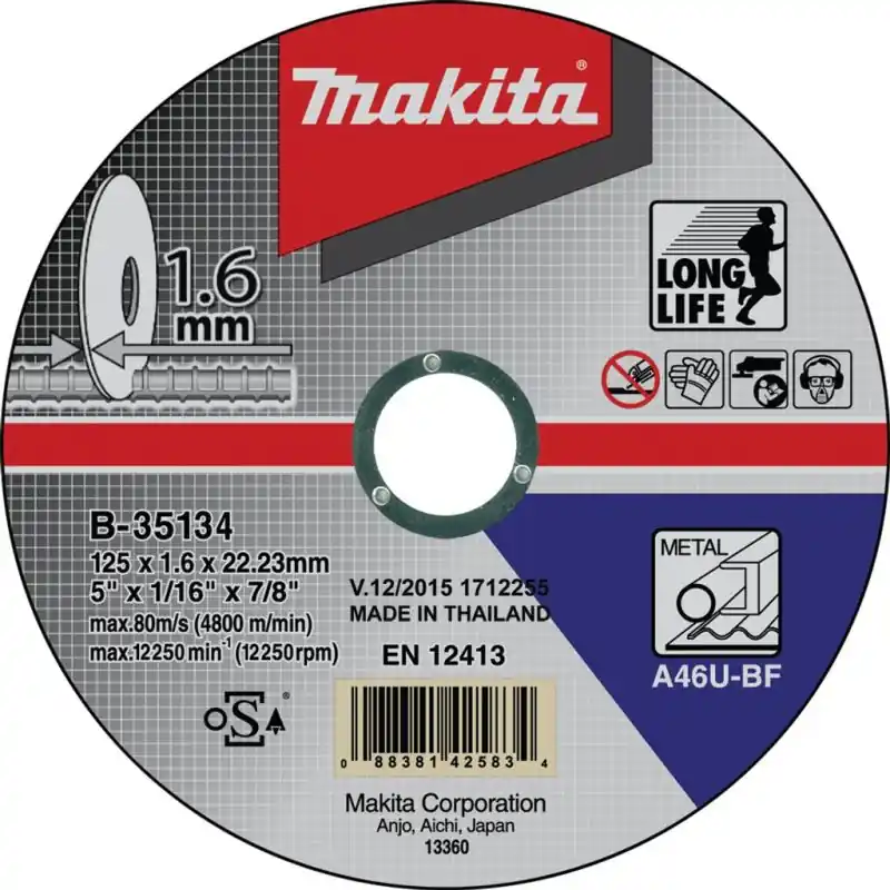 Makita B-35134 Trennscheibe 125x1,6x22,23mm Stahl (1 Stück) Versand Am Gleichen Tag