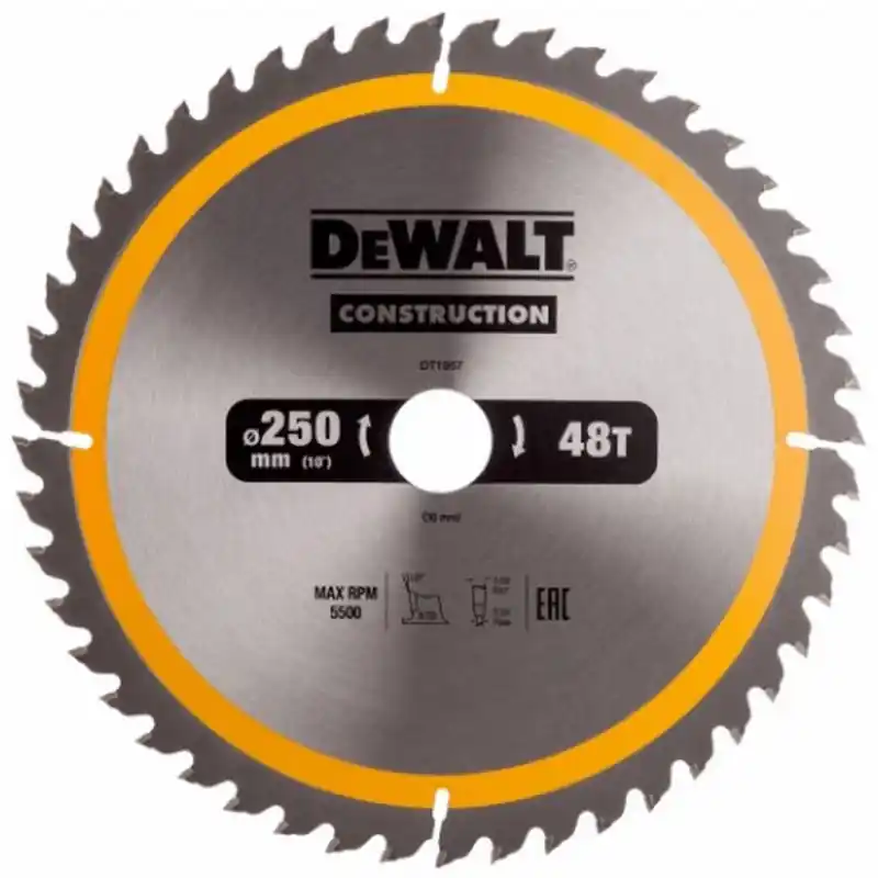 DeWALT DT1957-QZ Kreissaegeblatt für Stationärsägen, 250 x 30 mm, 48WZ Geprüft