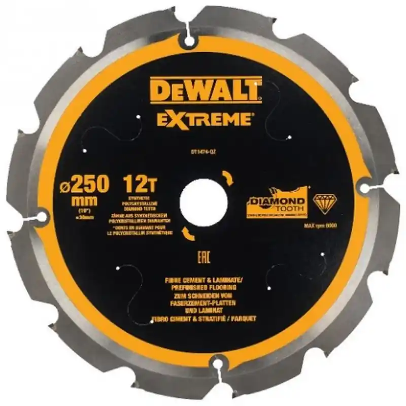 Neuheit DeWALT DT1474-QZ Faserzement-Sägeblatt 250 x 30 mm 12Z