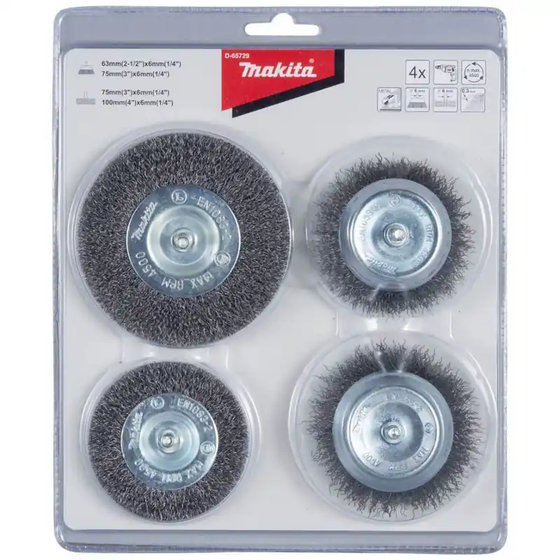 Begrenztes Angebot Makita D-65729 Rundbürsten-Set 4-tlg. Stahl