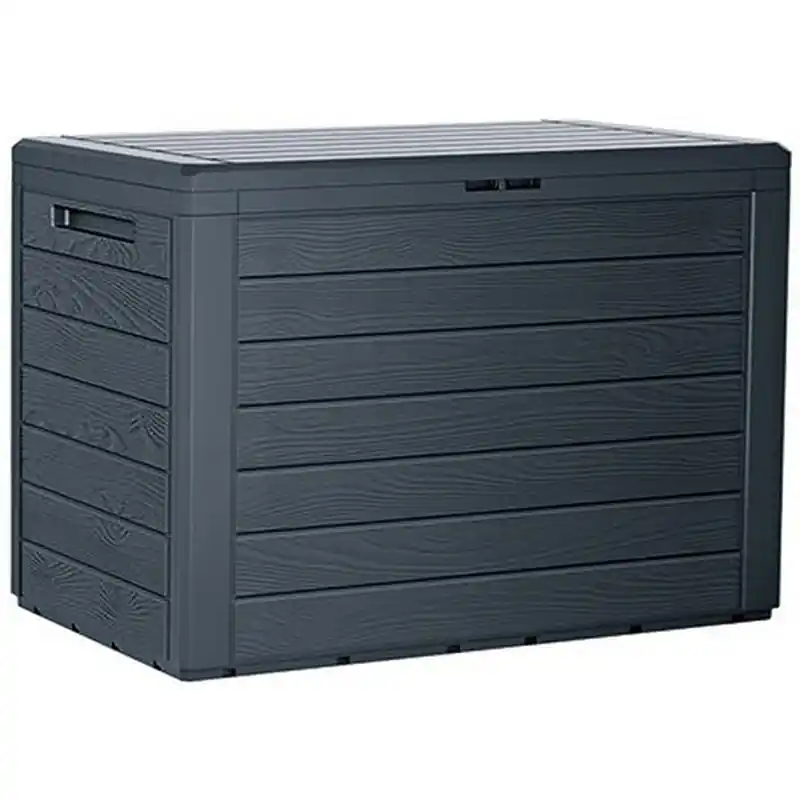 Kracherpreis Prosperplast WOODEBOX Gartenbox Aufbewahrungsbox 190l, Anthrazit MBWL190