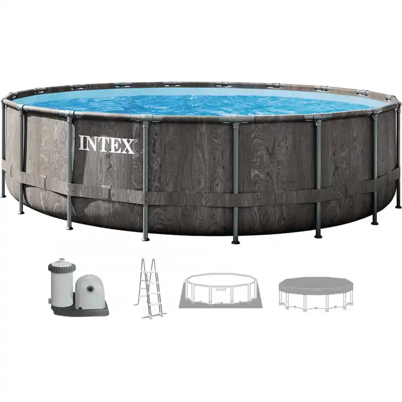 INTEX GREYWOOD PRISM FRAME Rundpool 549 × 122 cm mit Filteranlage 220–240V 26744NP Beliebt