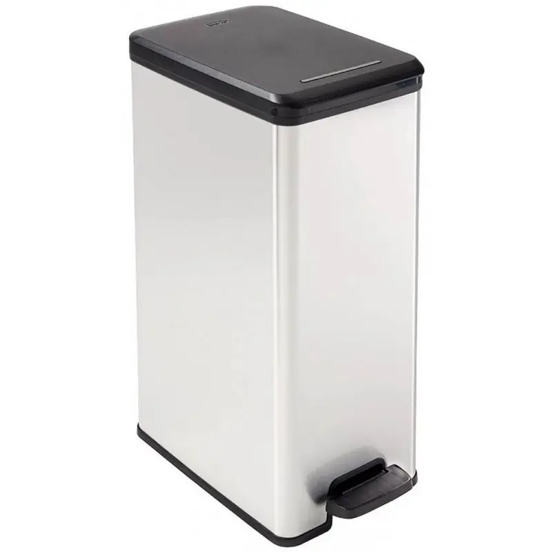 Versand Am Gleichen Tag CURVER SLIM BIN 40L Treteimer 25 x 39,3 x 60,7 cm silber metallic 02340-582