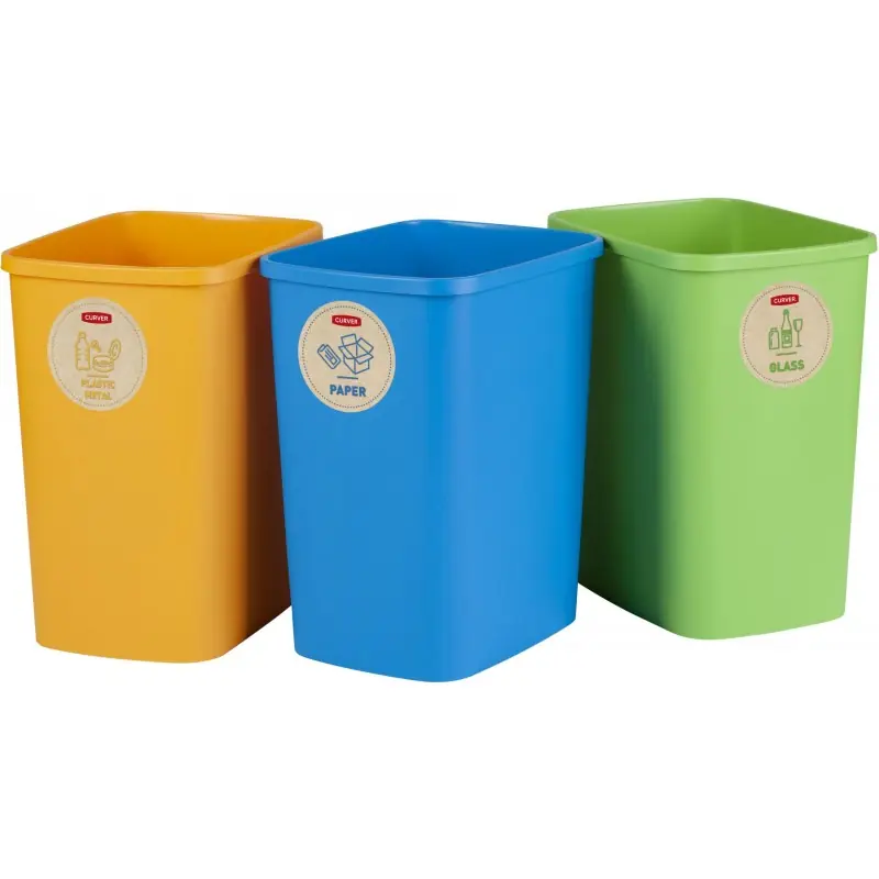 Sichere Zahlung CURVER ECO Friendly 3x25L Mülltrennungssystem (blau, grün, gelb) 02174-999