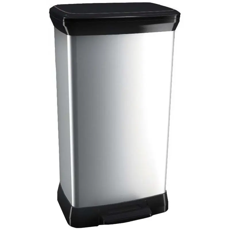 Beliebt CURVER DECO BIN 50L Rechteckiger Treteimer 39 x 29 x 73 cm silber 02162-582