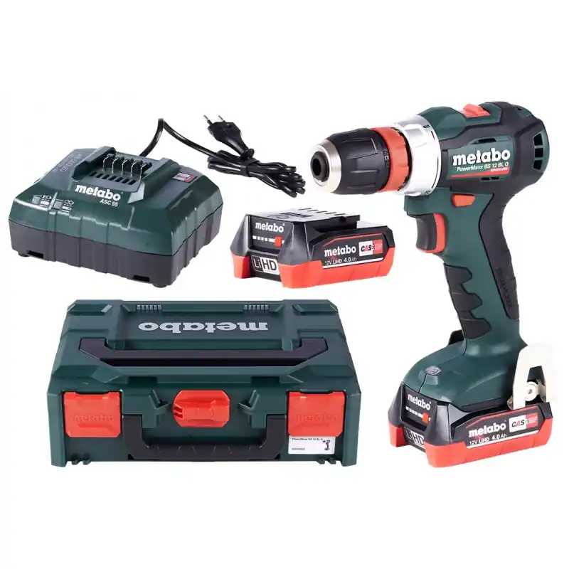 Metabo PowerMaxx BS 12 BL Q Akku-Bohrmaschine (12V/2x4,0Ah/45Nm) MetaBOX 601039800 Heißes Angebot