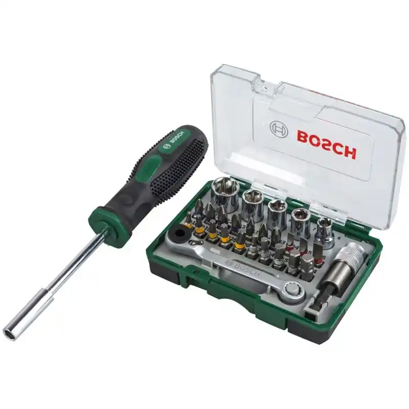 BOSCH Schrauberbit-Set, 27-teilig, mit Ratsche und Handschrauber 2607017331 Wochenendangebot