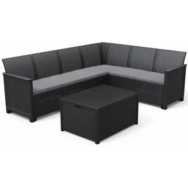KETER ELODIE CORNER 6 SEATER Ecksofa-Set, graphit/grau 17210758 Nur Für Kurze Zeit