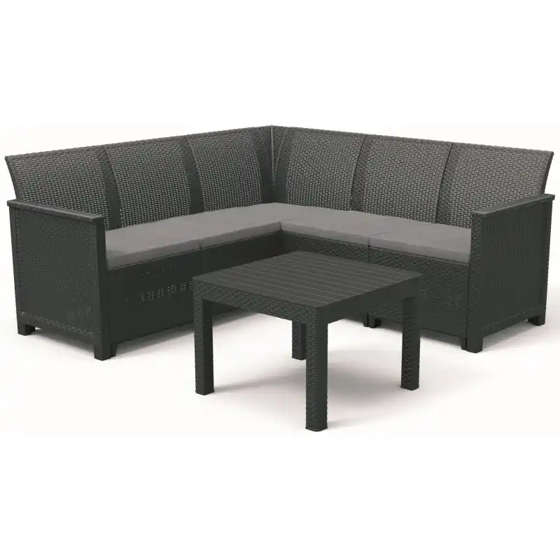 Meistverkauft KETER ELODIE CORNER 5 SEATER Ecksofa-Set, graphit/grau 17210755