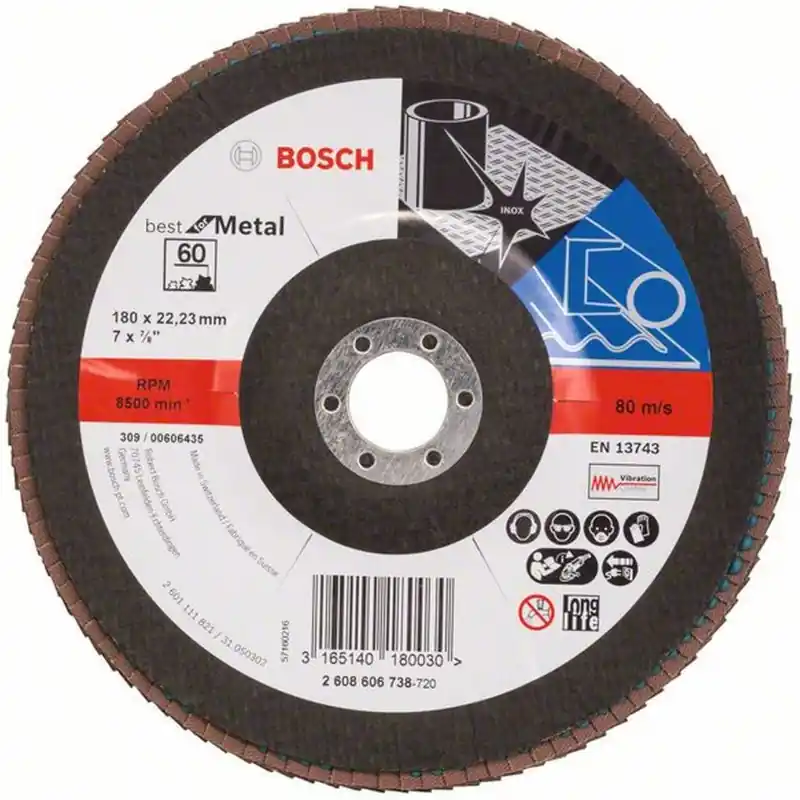 BOSCH Best for Metal Fächerschleifscheiben X571 180 x 22,23mm 2608606738 Ausverkauf