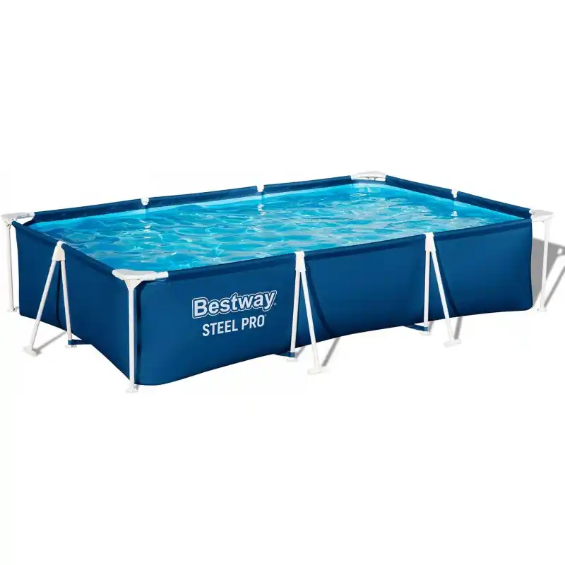 BESTWAY Steel Pro Frame Pool 300 x 201 x 66 cm, ohne Pumpe, eckig, blau 56404 Markenprodukt