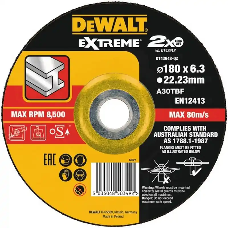 DeWALT Schruppscheibe, Metall, gekröpft 180 mm DT43948 Neu