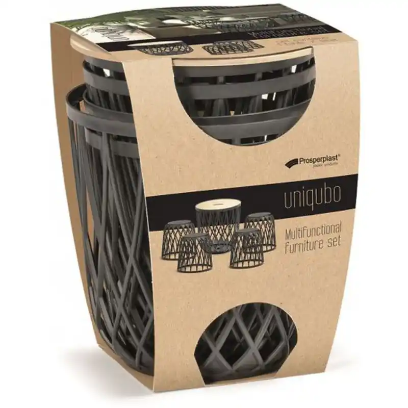 Prosperplast UNIQUBO Set Universal-Abfallkörbe 4+1 anthrazit IKUBS5 Knallerangebot