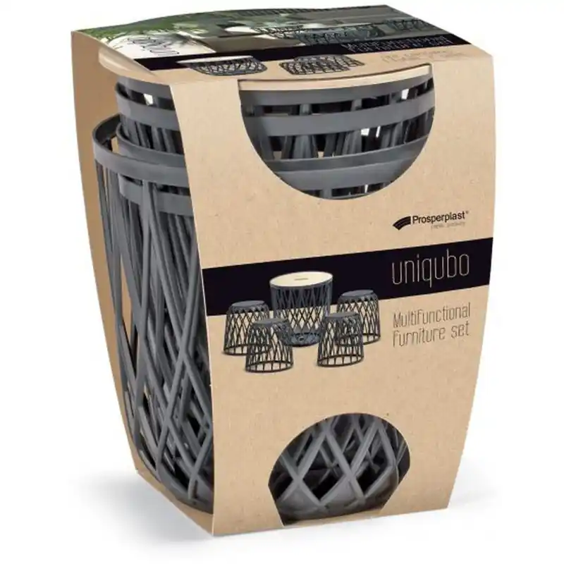Sonderaktion Prosperplast UNIQUBO Set Universal-Abfallkörbe 4+1 grau IKUBS5