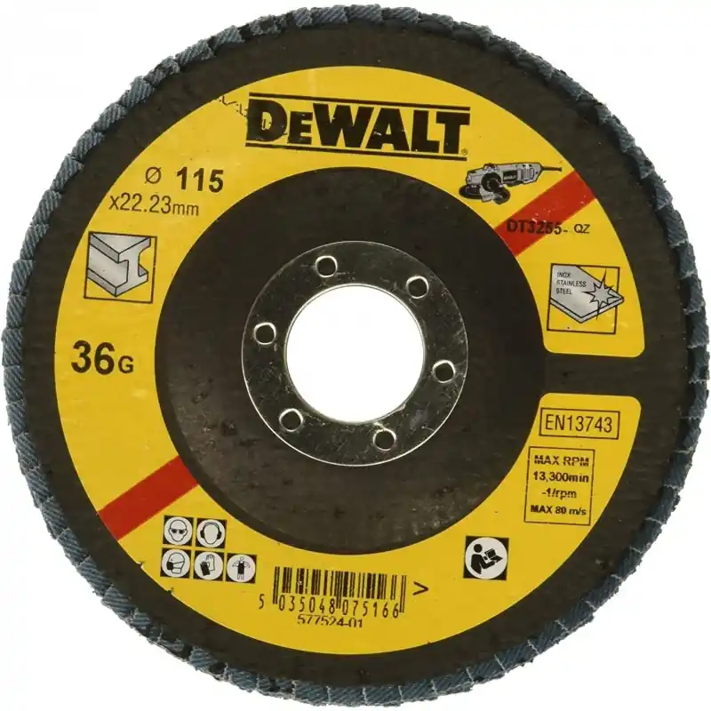 Aktuell DeWALT DT3256-QZ Fächerschleifscheibe für Metall 115 mm, konvex, 60G