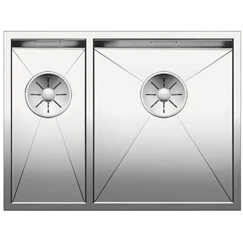 Schnäppchen BLANCO Unterbauspüle ZEROX 340/180-U Edelstahl Steelart InFino Ablauf Becken rechts 521614