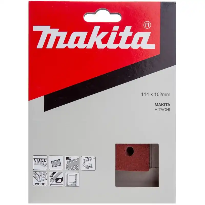 Neu Makita P-33124 Schleifpapier Klett 102x114 mm/ K120/ 10 Stk.