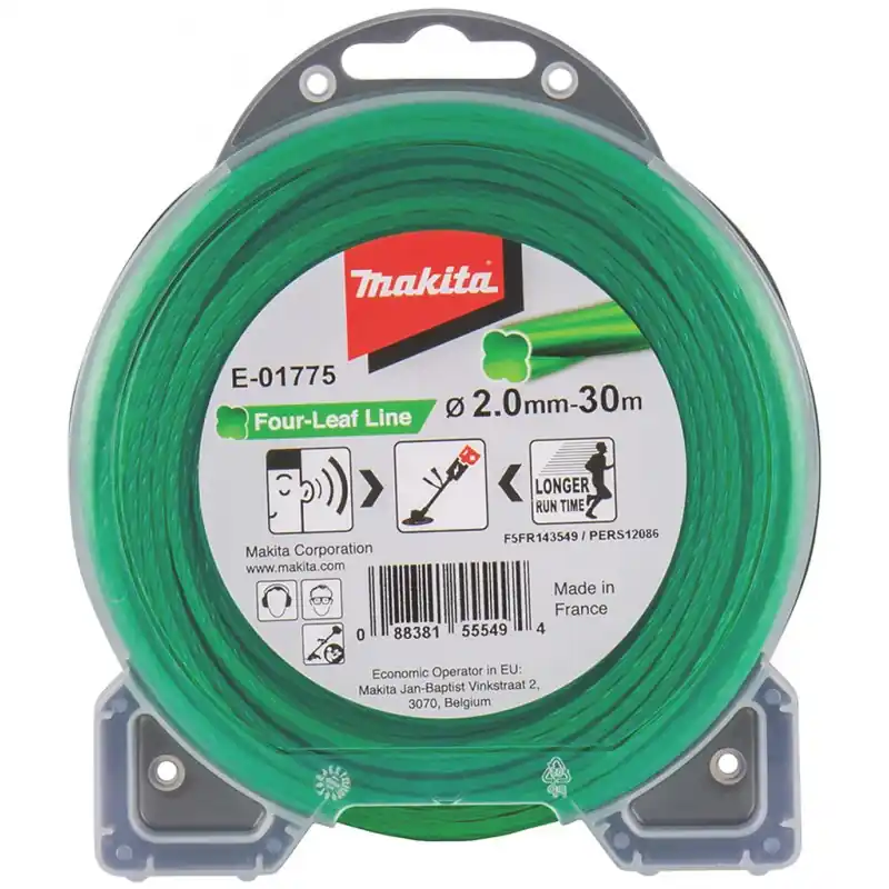 Sale Makita E-01775 Mähfaden Four Leaf 2,0 mm, 30 m, grün, speziell für Akku-Geräte