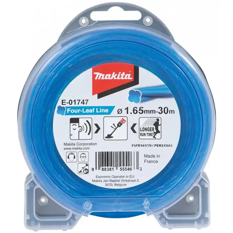 Makita E-01747 Mähfaden Four Leaf 1,65 mm, 30 m, blau, speziell für Akku-Geräte Schnäppchen