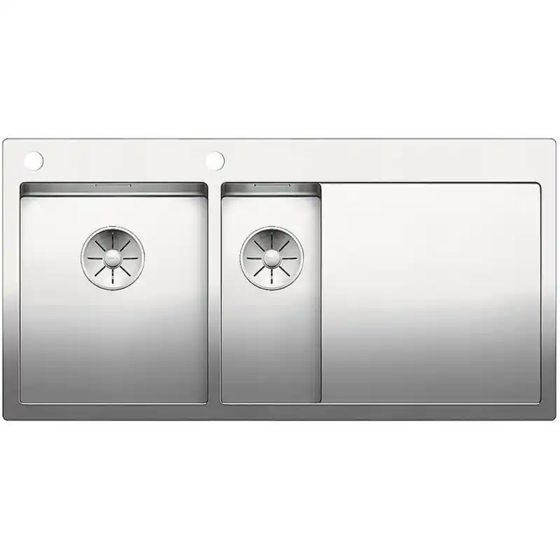 Wochenendangebot BLANCO Einbauspüle CLARON 6 S-IF Edelstahl Steelart InFino Ablauf Becken links 521646
