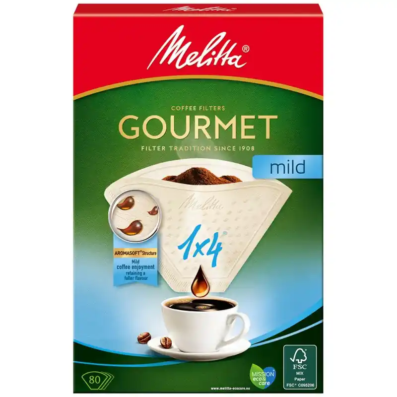 Sofort Bestellen Melitta Filtertüten Gourmet Mild 1x4, Größe 4, braun, 80 Stück