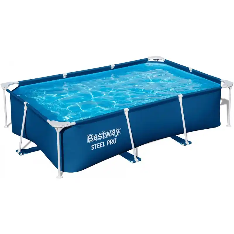 BESTWAY Steel Pro Frame Pool 259 x 170 x 61 cm, ohne Pumpe, eckig, blau 56403 Top-Seller