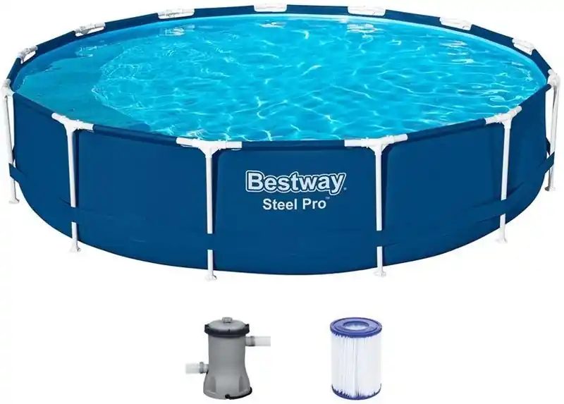 Expressversand BESTWAY Steel Pro Frame Pool 396 x 84 cm, Set mit Filterpumpe 5612E