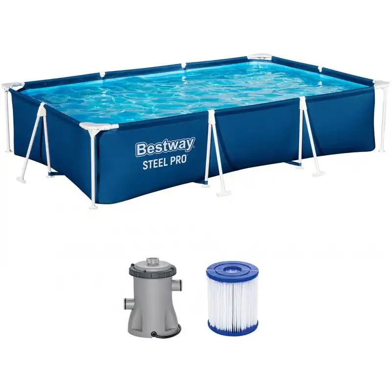 Garantierte Lieferung BESTWAY Steel Pro Frame Pool 300 x 201 x 66 cm, Set mit Filterpumpe 56411