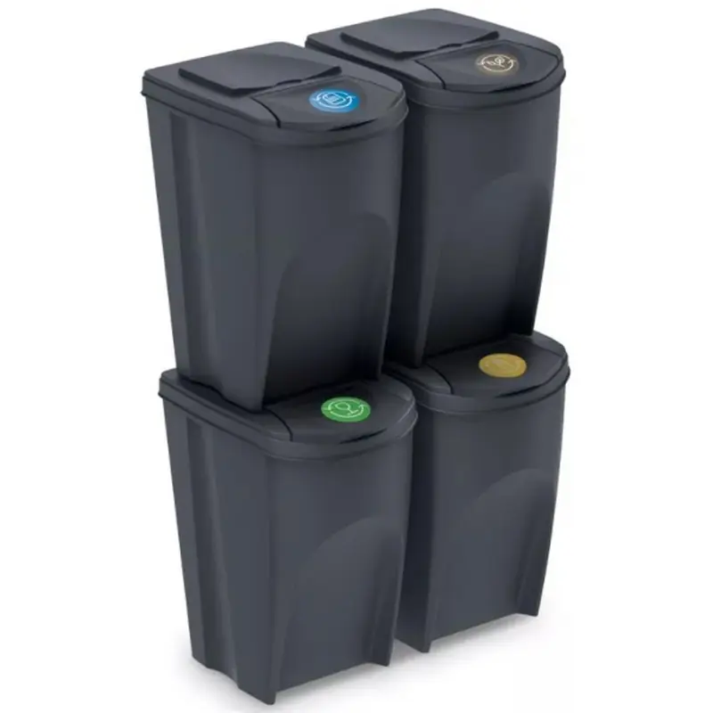 Prosperplast SORTIBOX Mülleimer Mülltrennsystem Abfalleimer Behälter 4x35L,Anthrazit IKWB3 Neu Im Sortiment