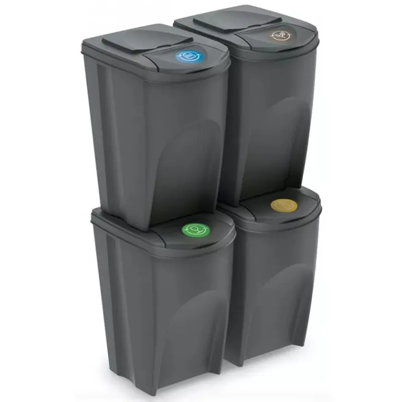 Ausverkauf Prosperplast SORTIBOX Mülleimer Mülltrennsystem Abfalleimer Behälter 4x35L, Grau IKWB35S4