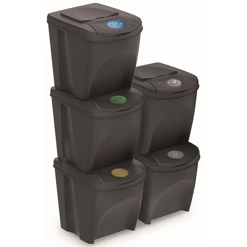 Prosperplast SORTIBOX Mülleimer Mülltrennsystem Abfalleimer Behälter 5x25l, Anthrazit Sofort Bestellen