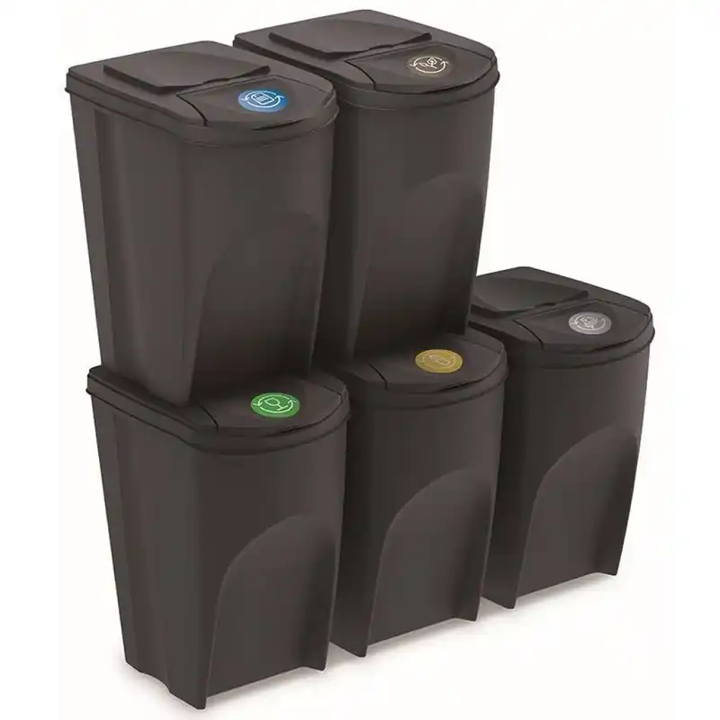 Sortibox Mülleimer Mülltrennsystem Abfalleimer Behälter Mülltrennung Recycling, 5x35l, Ant Solange Der Vorrat Reicht