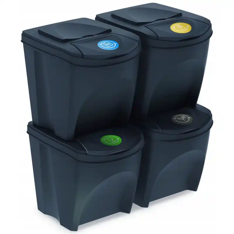 SORTIBOX Mülleimer Mülltrennsystem Abfalleimer Behälter 4x25l, Anthrazit IKWB25S4 Billig