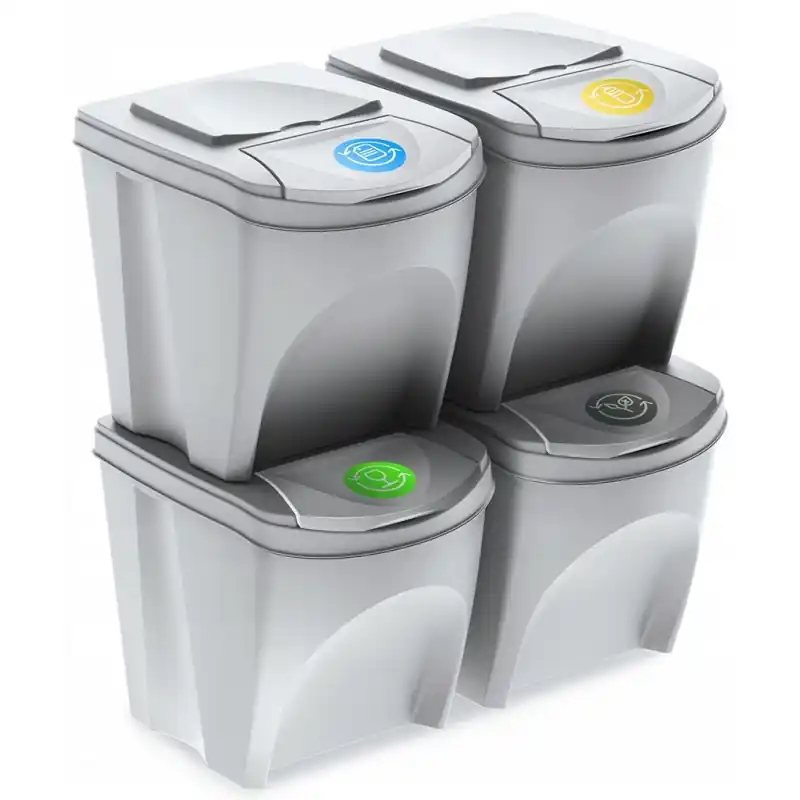 Prosperplast SORTIBOX Mülleimer Mülltrennsystem Abfalleimer Behälter 4x25l, Weiß IKWB25S4 Sonderangebot