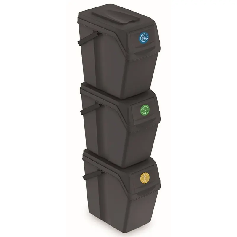 Finale Aktion Prosperplast SORTIBOX II Müllsortierer Mülltrennsystem 3x25l, anthrazit ISWB25S3