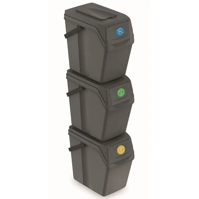 Rabatt Prosperplast SORTIBOX II Müllsortierer Mülltrennsystem 3x25l, steingrau ISWB25S3